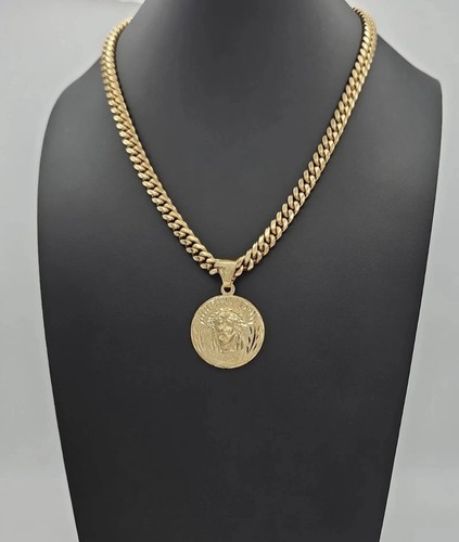 Gold large jesus necklace - gold,